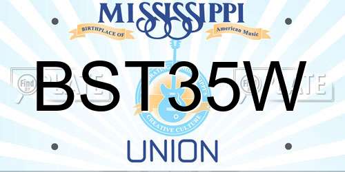 BST35W Mississippi License Plate