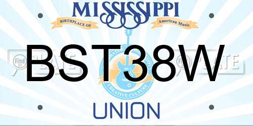 BST38W Mississippi License Plate