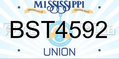 BST4592 Mississippi License Plate