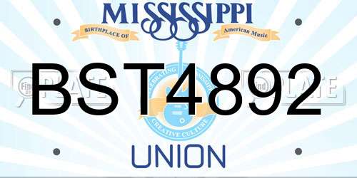 BST4892 Mississippi License Plate