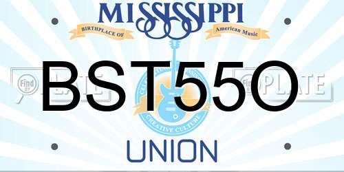 BST55O Mississippi License Plate