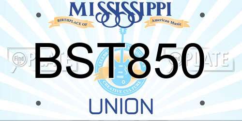 BST850 Mississippi License Plate