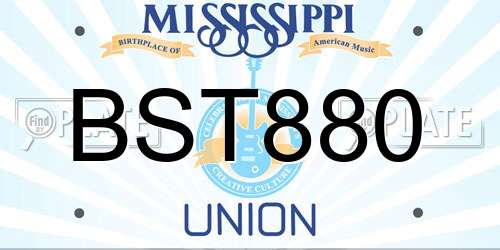 BST880 Mississippi License Plate