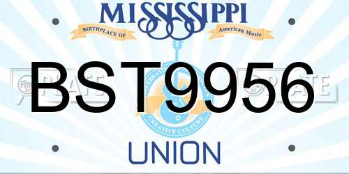 BST9956 Mississippi License Plate