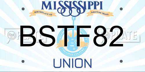 BSTF82 Mississippi License Plate