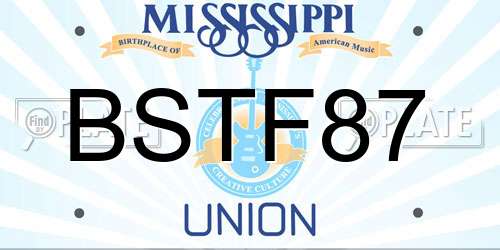 BSTF87 Mississippi License Plate