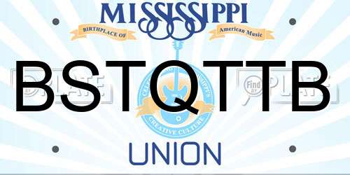 BSTQTTB Mississippi License Plate
