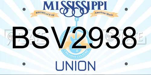 BSV2938 Mississippi License Plate