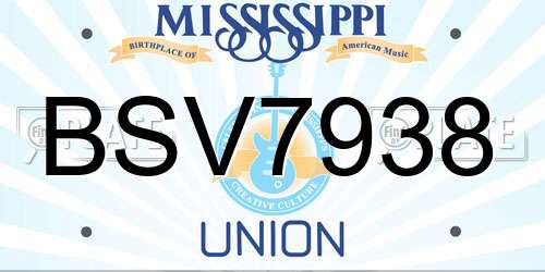 BSV7938 Mississippi License Plate