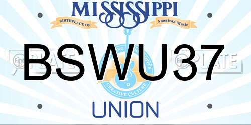 BSWU37 Mississippi License Plate