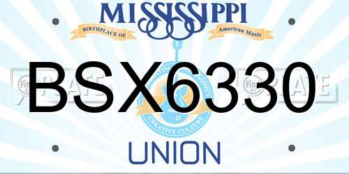 BSX6330 Mississippi License Plate