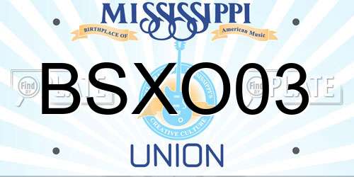 BSXO03 Mississippi License Plate