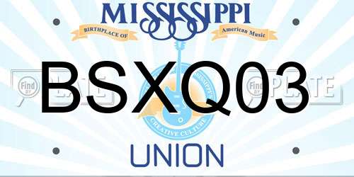 BSXQ03 Mississippi License Plate