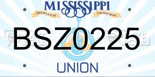 BSZ0225 Mississippi License Plate