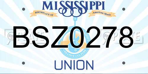 BSZ0278 Mississippi License Plate