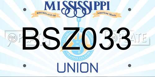BSZ033 Mississippi License Plate