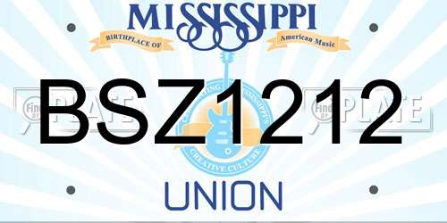 BSZ1212 Mississippi License Plate
