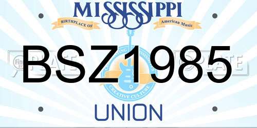 BSZ1985 Mississippi License Plate