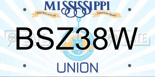 BSZ38W Mississippi License Plate