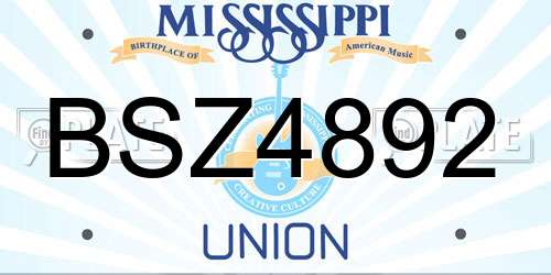 BSZ4892 Mississippi License Plate