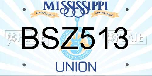 BSZ513 Mississippi License Plate