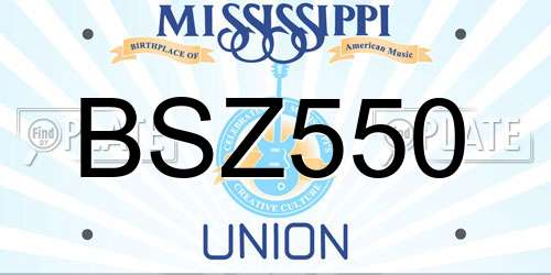 BSZ550 Mississippi License Plate