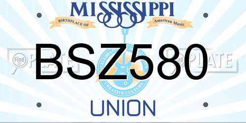 BSZ580 Mississippi License Plate
