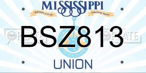 BSZ813 Mississippi License Plate