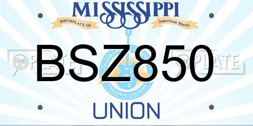 BSZ850 Mississippi License Plate