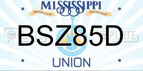 BSZ85D Mississippi License Plate
