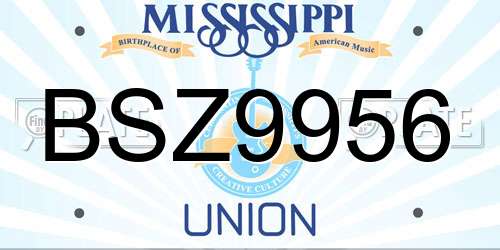 BSZ9956 Mississippi License Plate
