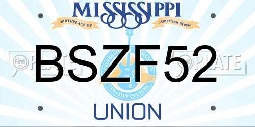 BSZF52 Mississippi License Plate