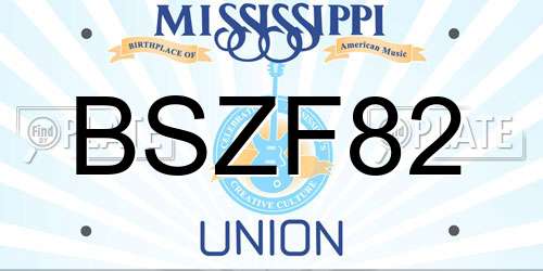 BSZF82 Mississippi License Plate