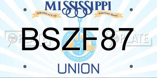 BSZF87 Mississippi License Plate