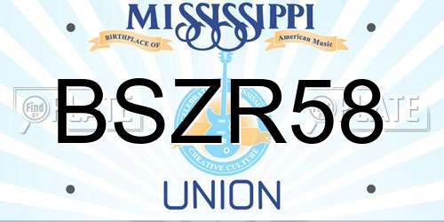 BSZR58 Mississippi License Plate