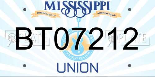 BT07212 Mississippi License Plate