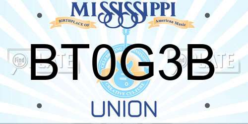 BT0G3B Mississippi License Plate