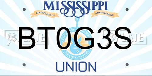 BT0G3S Mississippi License Plate