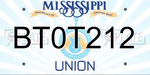 BT0T212 Mississippi License Plate
