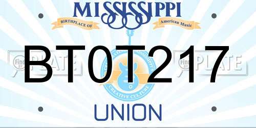 BT0T217 Mississippi License Plate