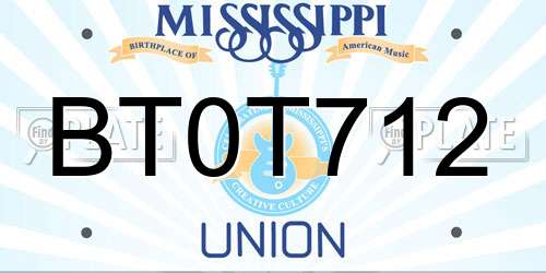 BT0T712 Mississippi License Plate