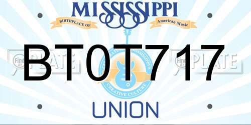 BT0T717 Mississippi License Plate