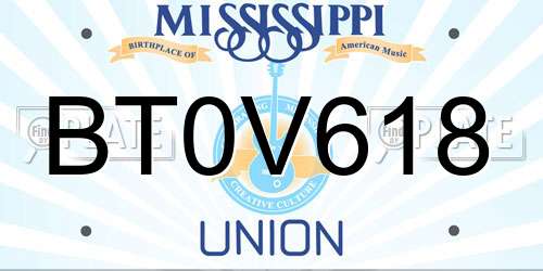 BT0V618 Mississippi License Plate