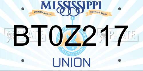 BT0Z217 Mississippi License Plate