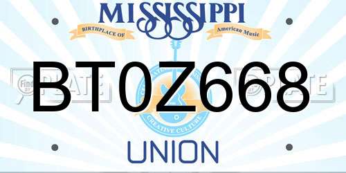 BT0Z668 Mississippi License Plate
