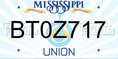 BT0Z717 Mississippi License Plate