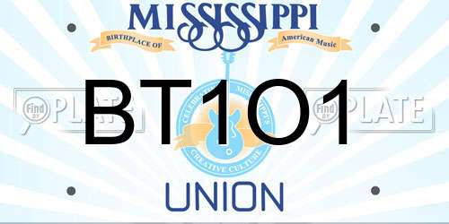 BT1O1 Mississippi License Plate