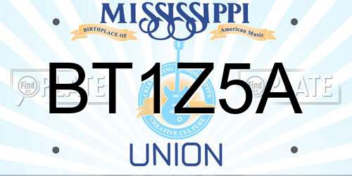BT1Z5A Mississippi License Plate