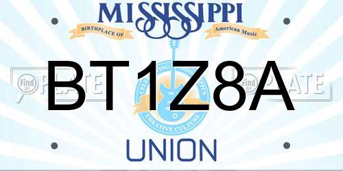 BT1Z8A Mississippi License Plate