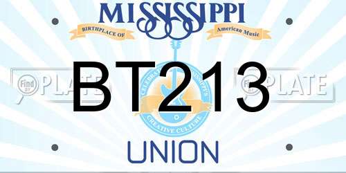 BT213 Mississippi License Plate